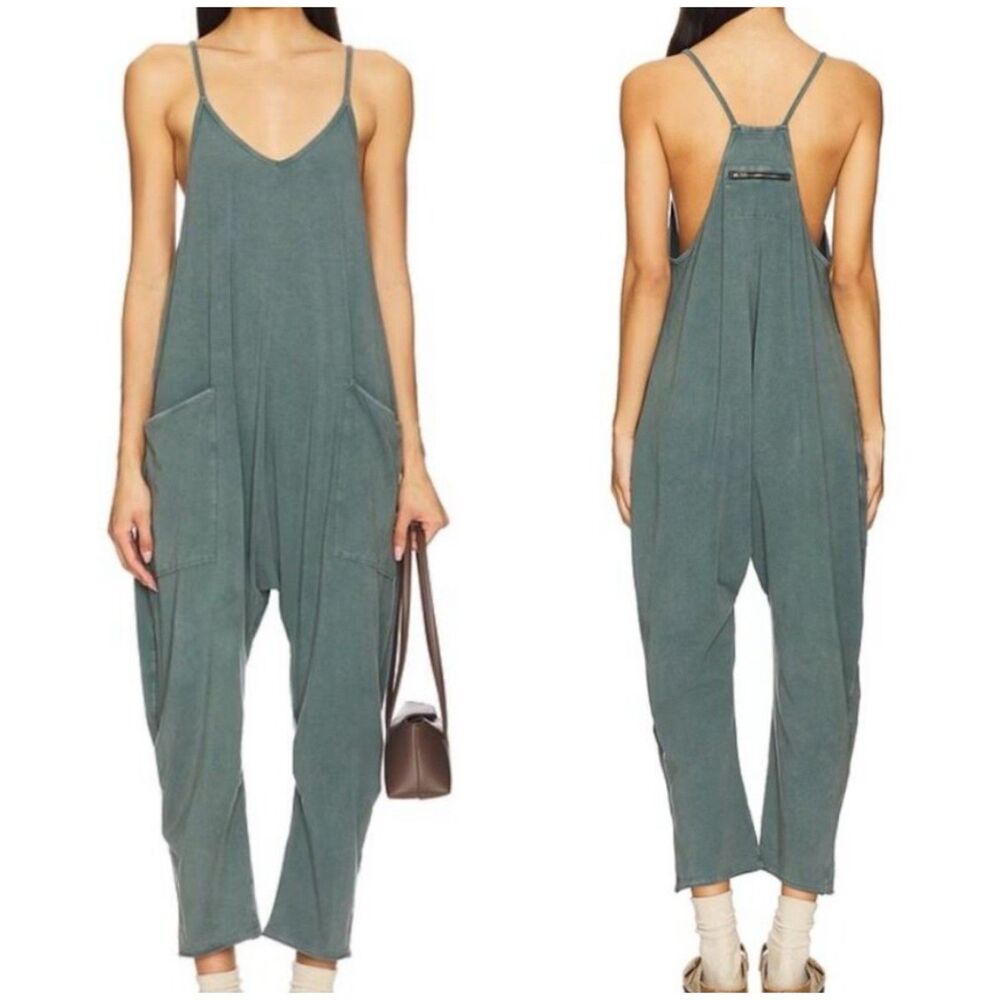 Free People Movement Hot Shot One-Piece Jumpsuit in Midnight Jade Womens M Cozy